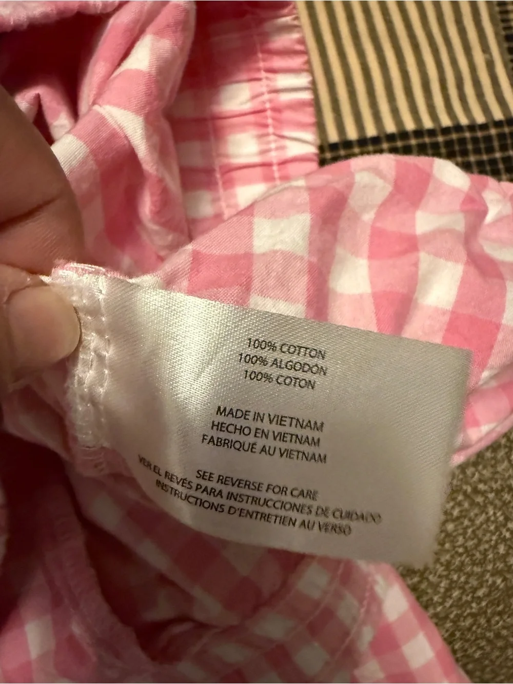 GAP 100% Cotton Pink and White Gingham Pajama Bottoms size medium